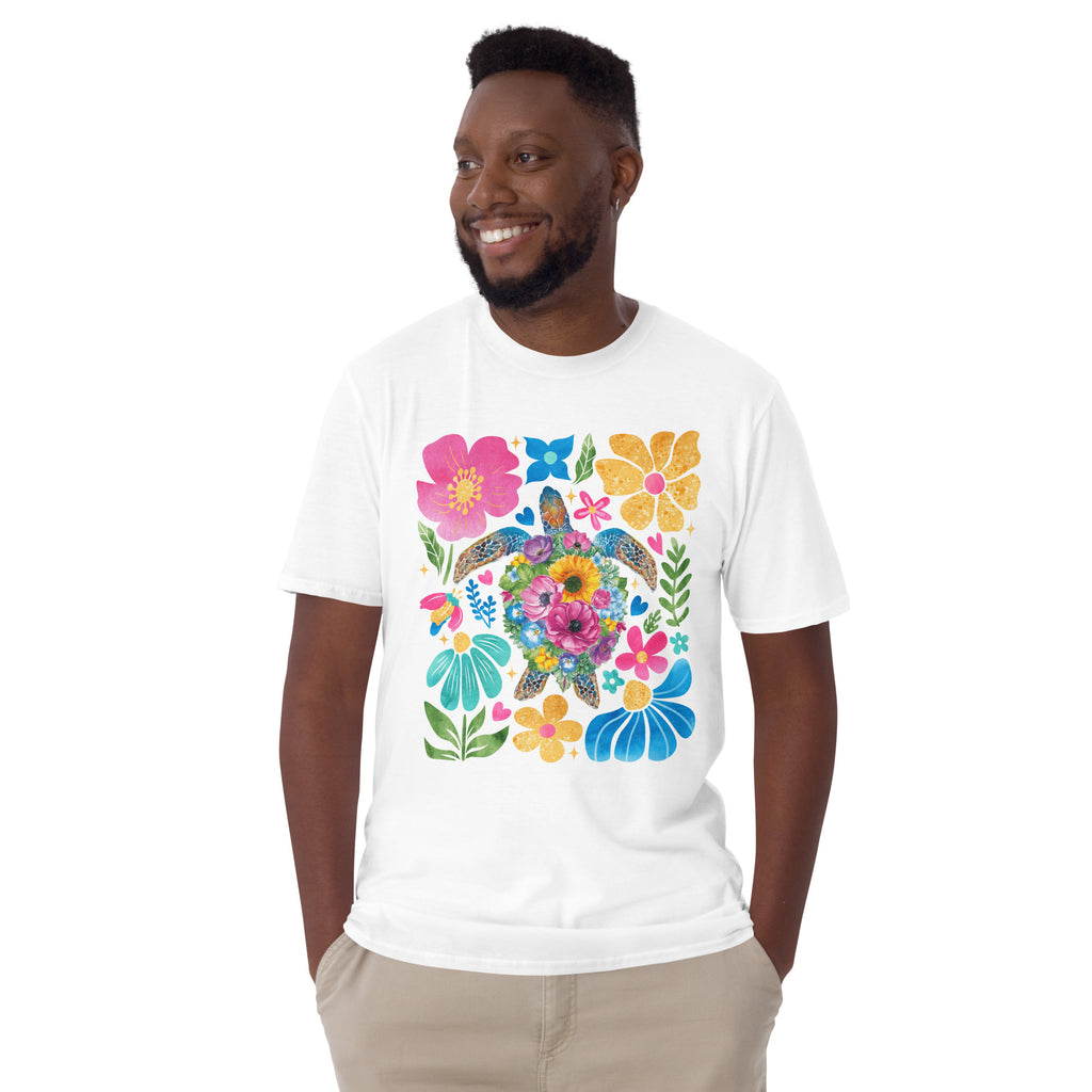 Boho Floral Turtle - Short-Sleeve Unisex T-Shirt Unisex T-shirt animal Globally Fulfilled