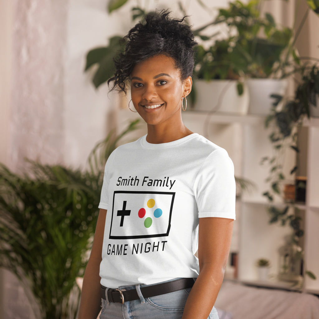 Personalised - Family Game Night - Short-Sleeve Unisex T-Shirt Personalised T-shirt Customise Games Globally Fulfilled Personalise
