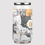 Personalised Cat Hello 300ml Stainless Steel Can Shaped Tumbler With Straw Lid Personalised 300ml Can Shaped Tumbler animal Printed Offshore