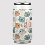 Personalised Cute Cat Faces 300ml Stainless Steel Can Shaped Tumbler With Straw Lid Personalised 300ml Can Shaped Tumbler animal Printed Offshore