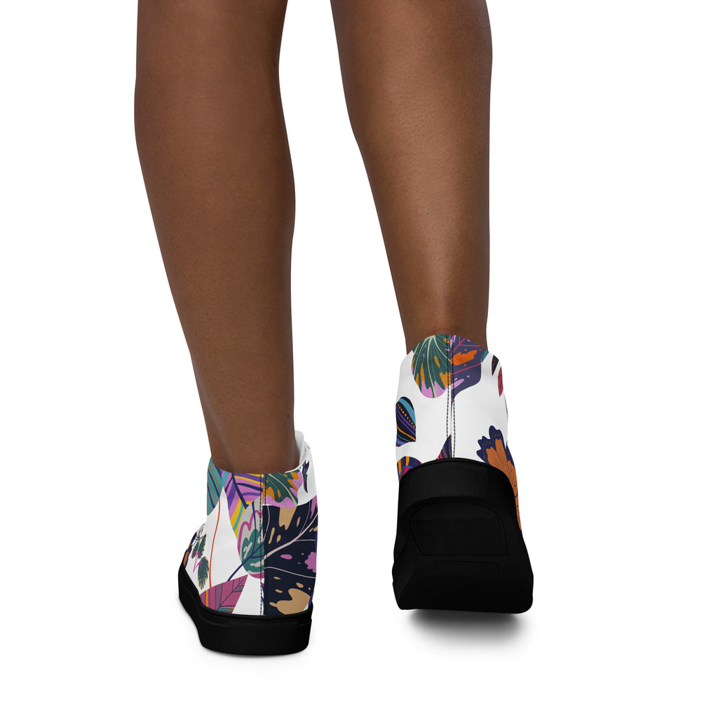Vibrant Floral - Women’s high top canvas shoes Womens High Top Shoes Plants