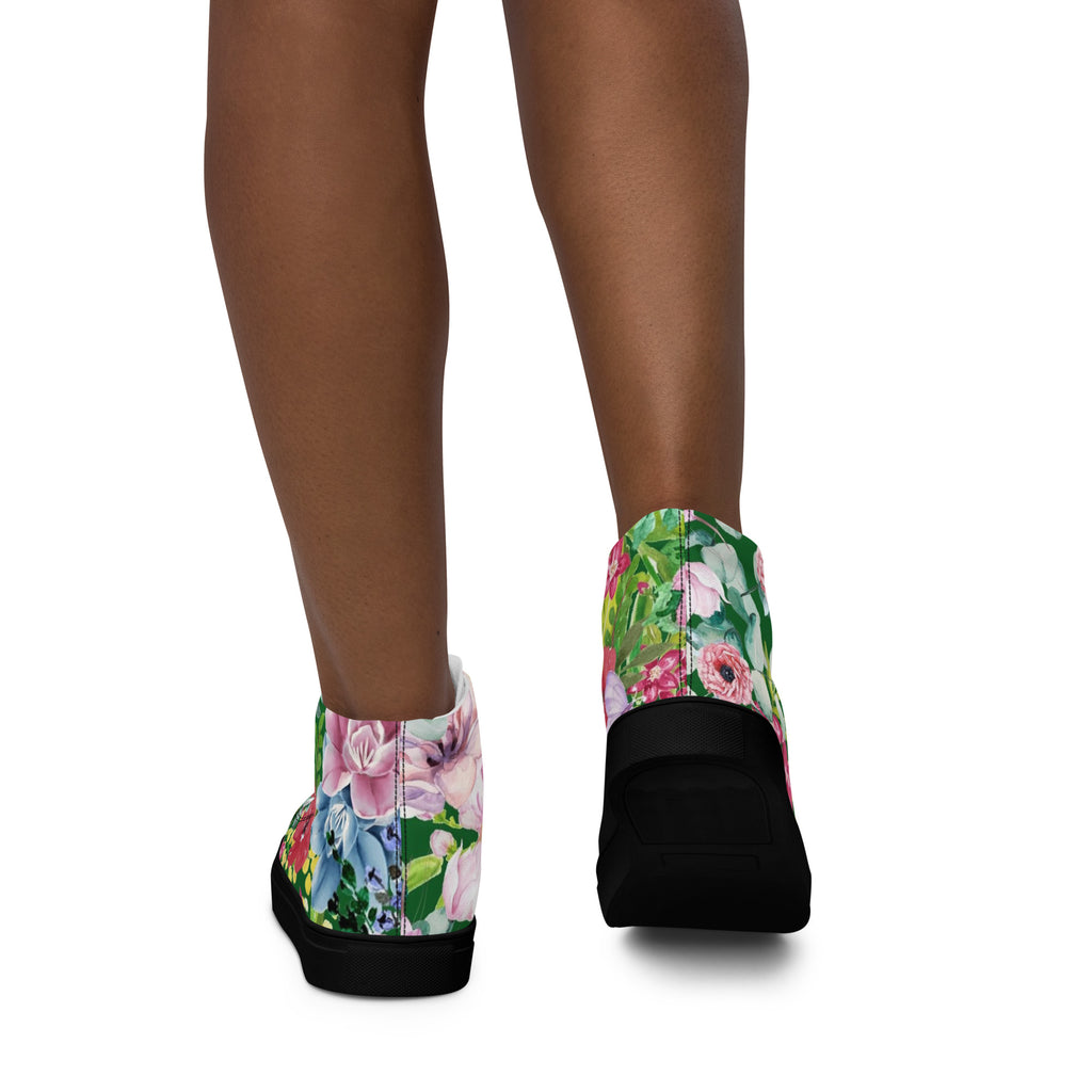 Bright Floral - Women’s high top canvas shoes Womens High Top Shoes Plants