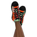 Red Floral - Women’s high top canvas shoes Black Womens High Top Shoes Plants