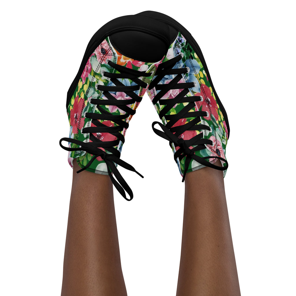 Bright Floral - Women’s high top canvas shoes Womens High Top Shoes Plants