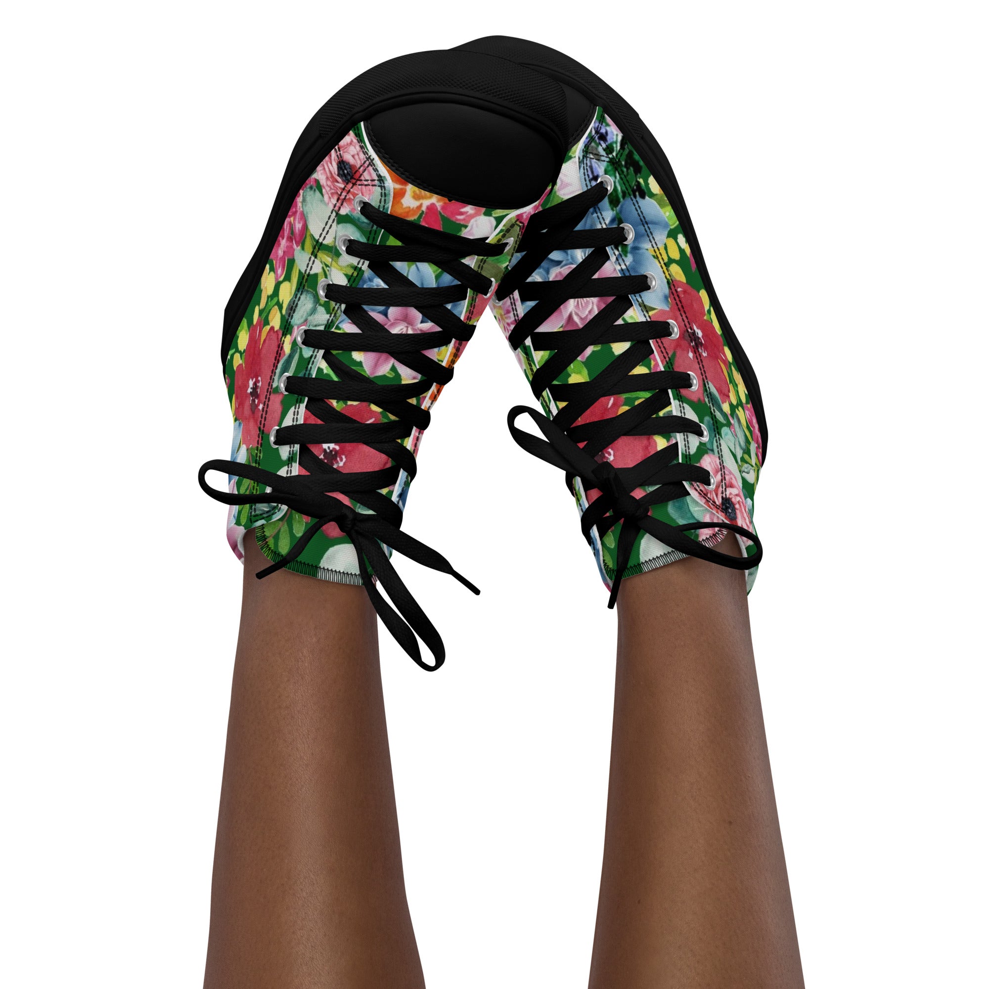 Bright Floral - Women’s high top canvas shoes Womens High Top Shoes Plants