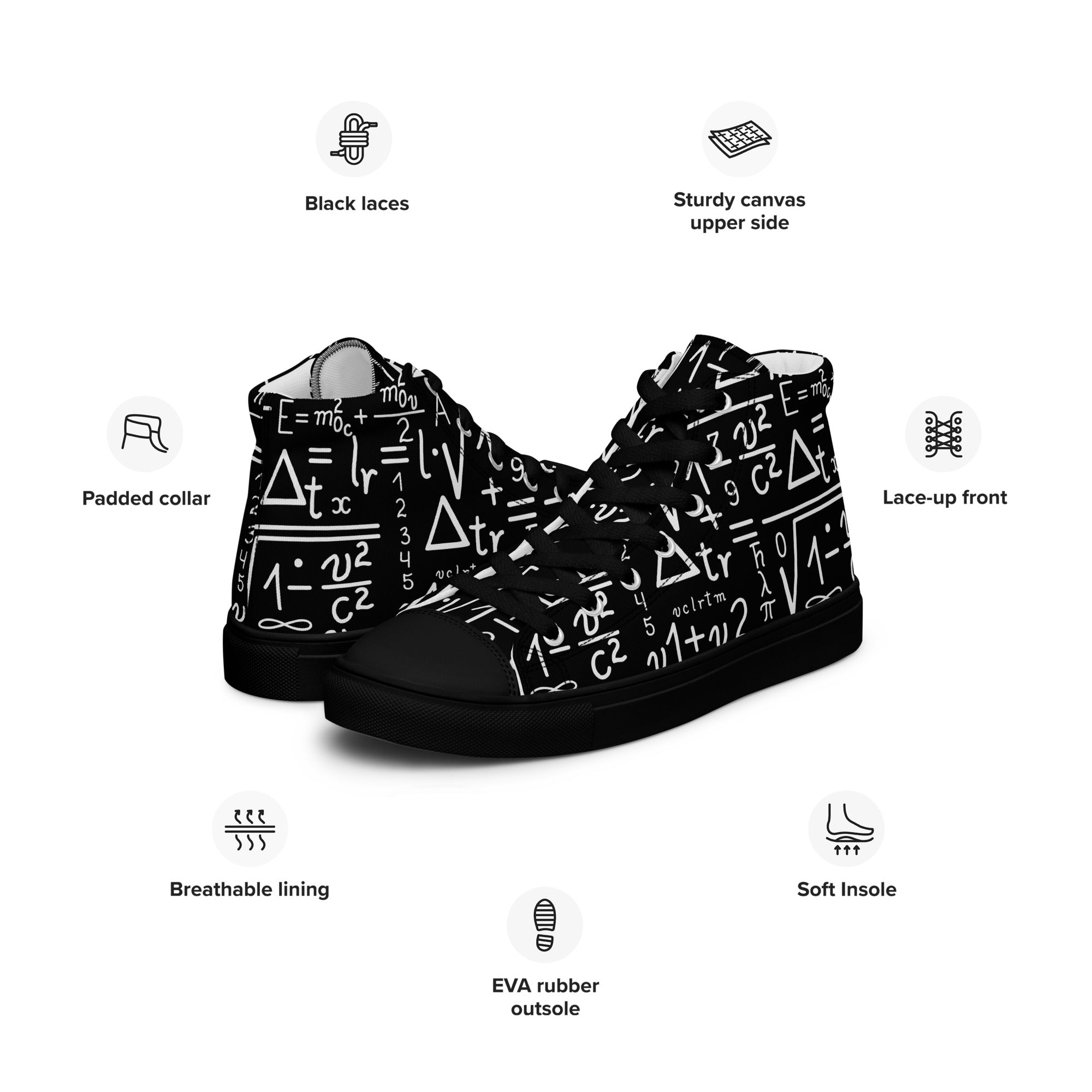 Mathematics - Women’s high top canvas shoes Womens High Top Shoes Maths Printed Offshore