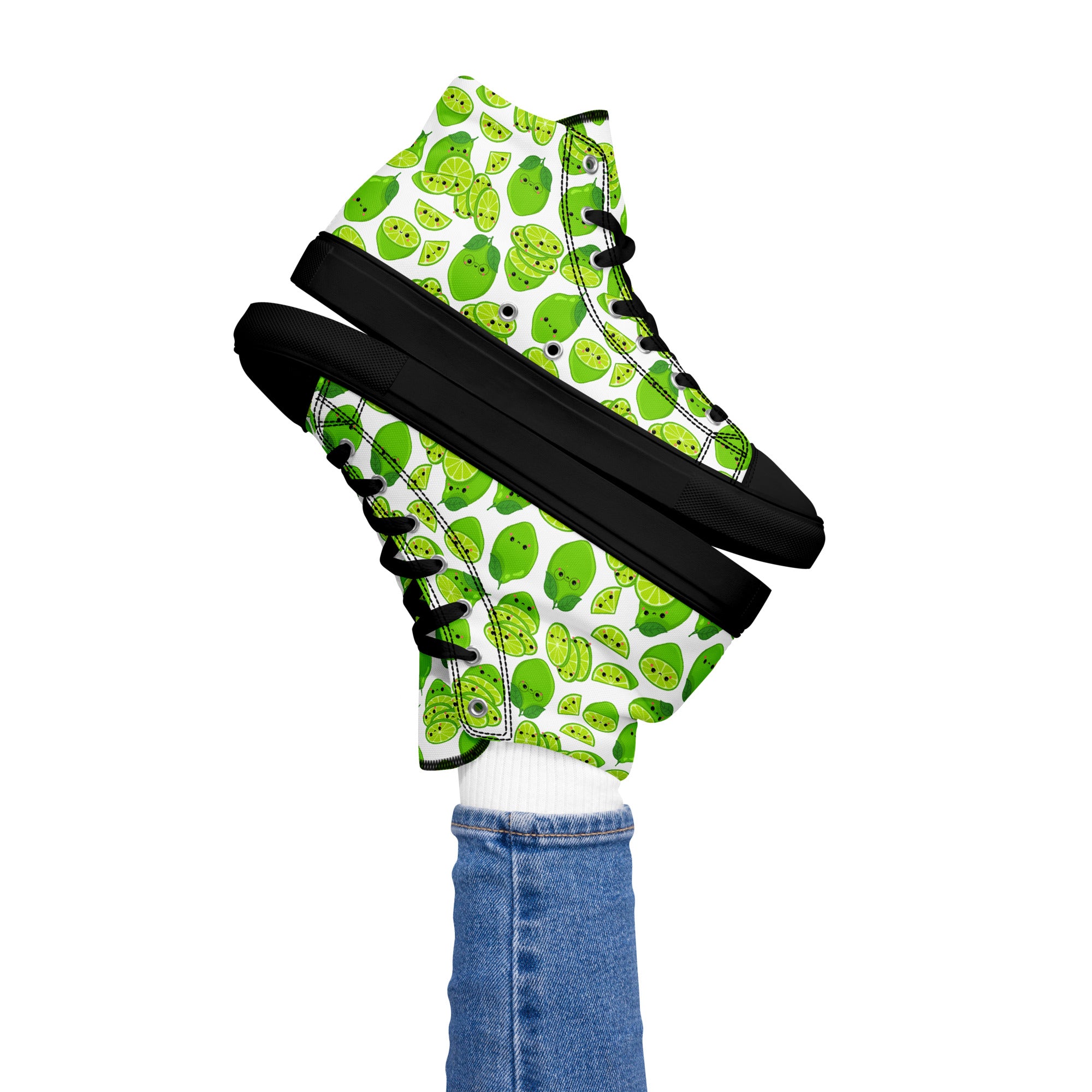 Cute Limes - Women’s high top canvas shoes Black Womens High Top Shoes food Printed Offshore
