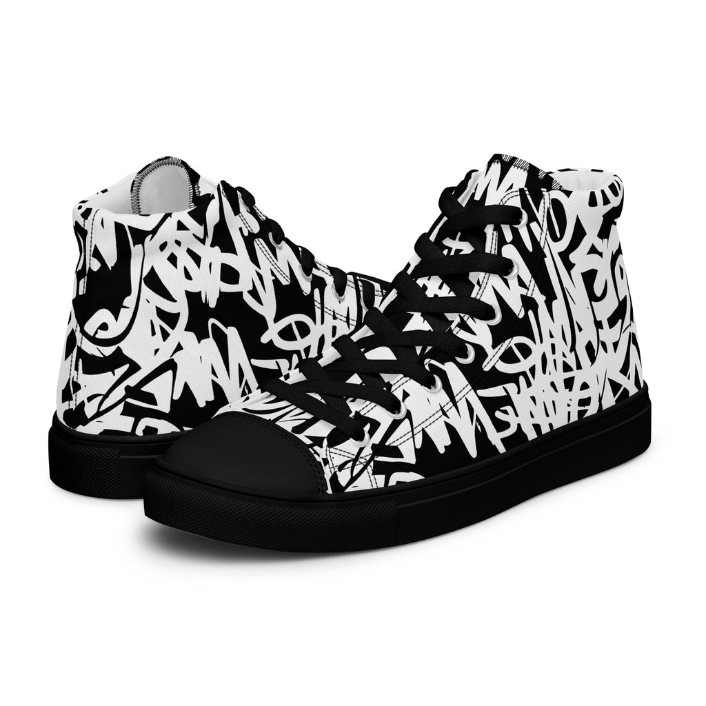 Graffiti - Women’s high top canvas shoes Black Womens High Top Shoes