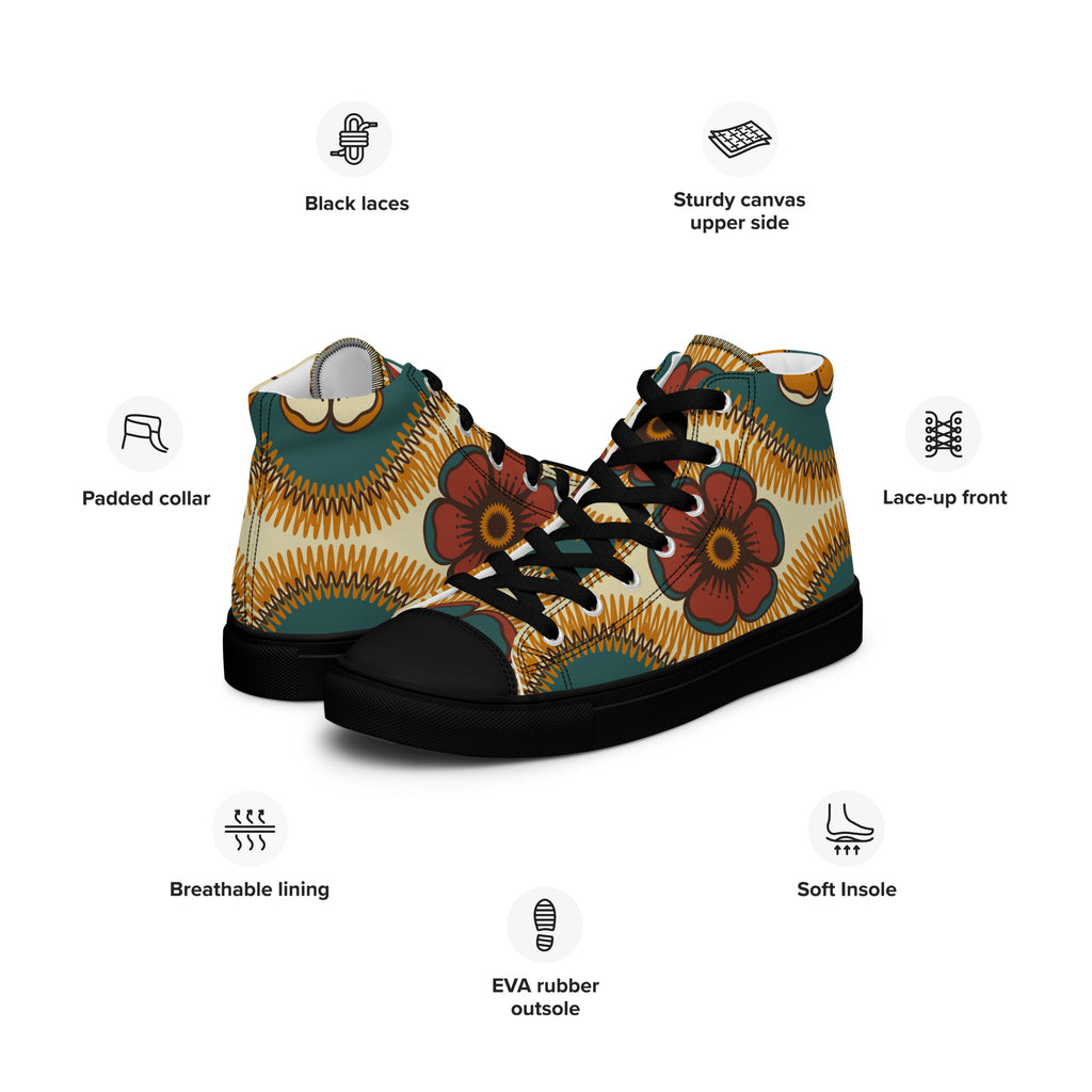 Vintage Floral Women’s high top canvas shoes Womens High Top Shoes Printed Offshore Retro