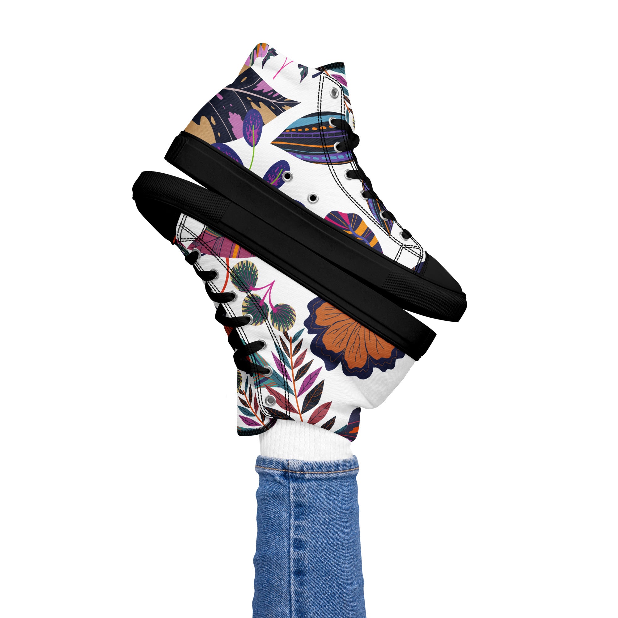 Vibrant Floral - Women’s high top canvas shoes Womens High Top Shoes Plants
