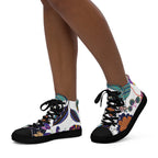 Vibrant Floral - Women’s high top canvas shoes Black Womens High Top Shoes Plants
