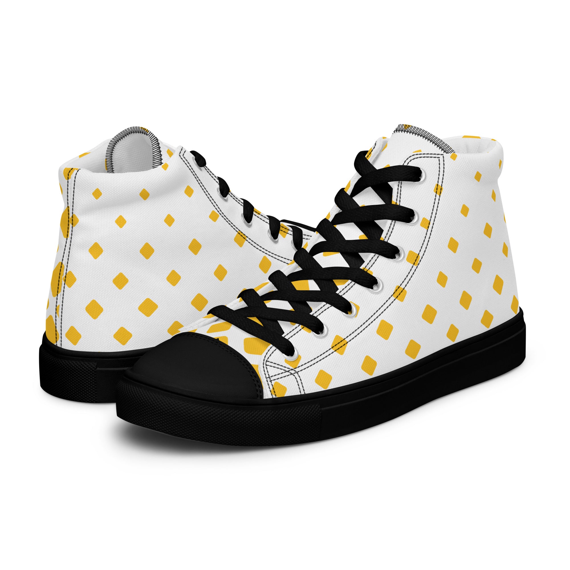 Yellow Diamonds - Women’s high top canvas shoes Black Womens High Top Shoes