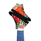 Red Floral - Women’s high top canvas shoes Womens High Top Shoes Plants