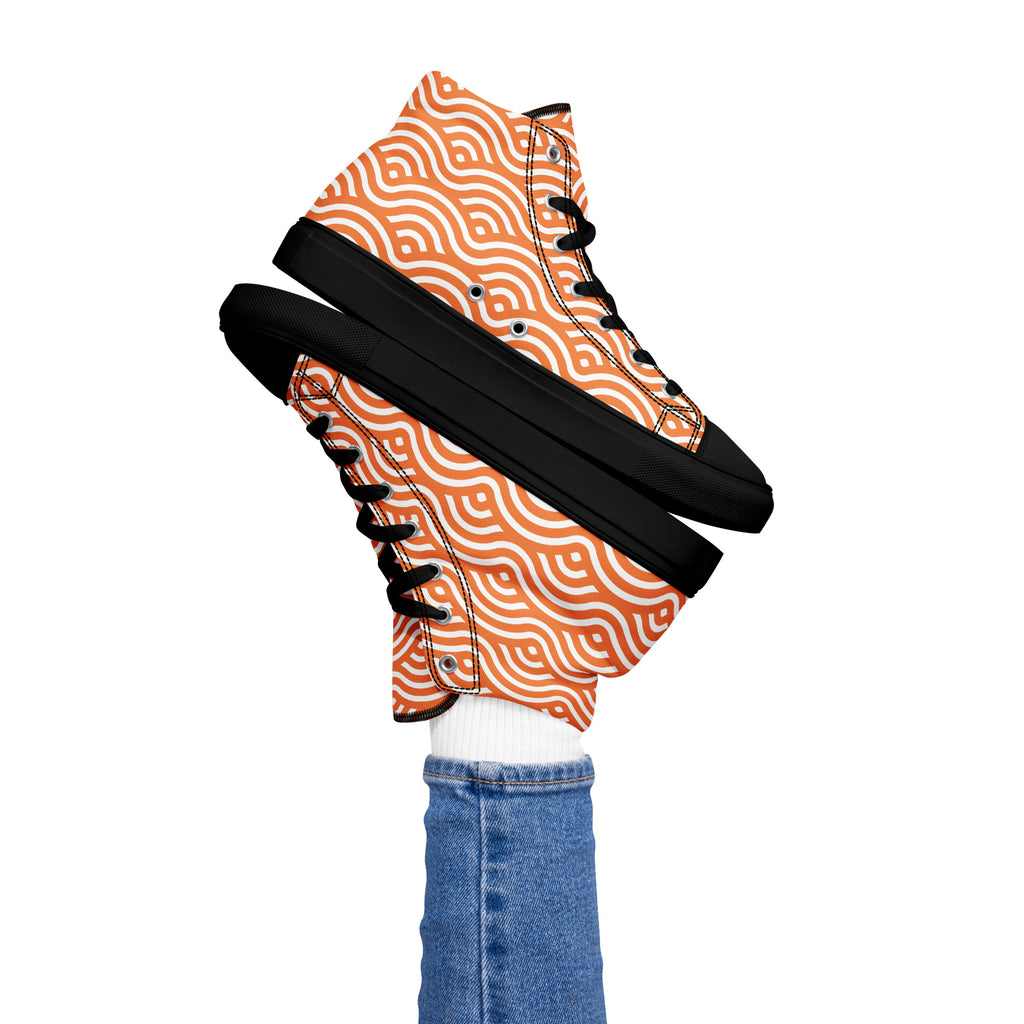 Orange Waves - Women’s high top canvas shoes Womens High Top Shoes