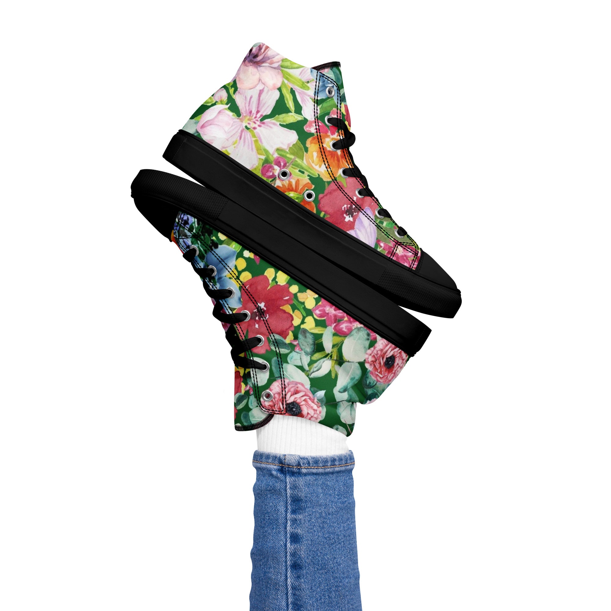 Bright Floral - Women’s high top canvas shoes Womens High Top Shoes Plants