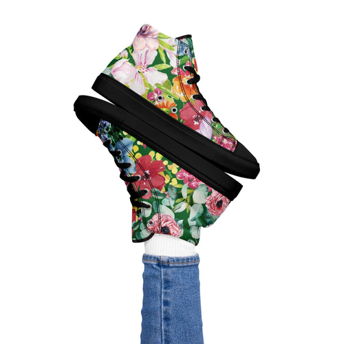 Bright Floral - Women’s high top canvas shoes Womens High Top Shoes Plants