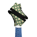 Green Retro Circles - Women’s high top canvas shoes Womens High Top Shoes Retro