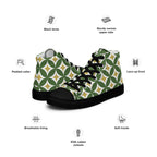 Green Retro Circles - Women’s high top canvas shoes Womens High Top Shoes Retro