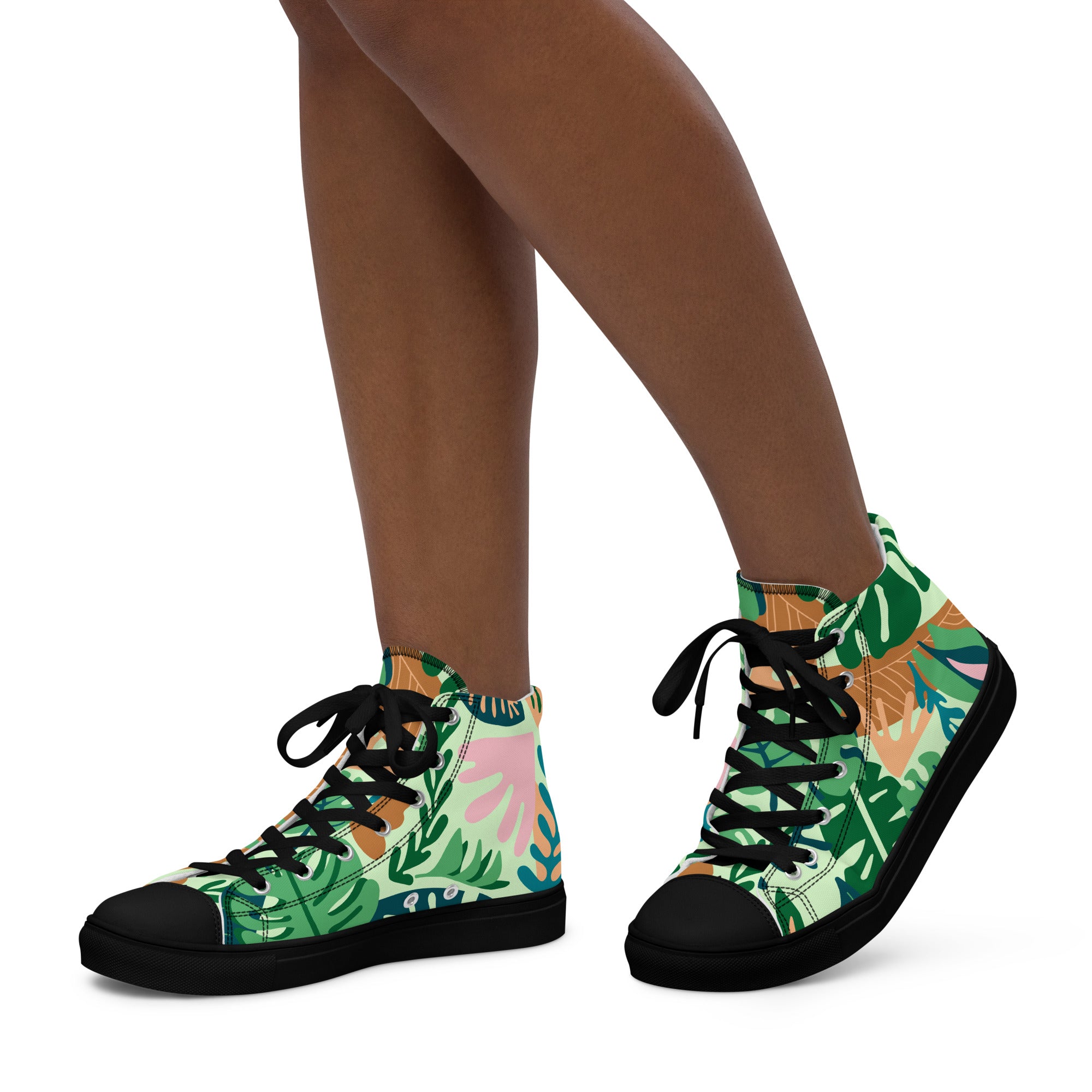Tropical - Women’s high top canvas shoes Womens High Top Shoes Plants