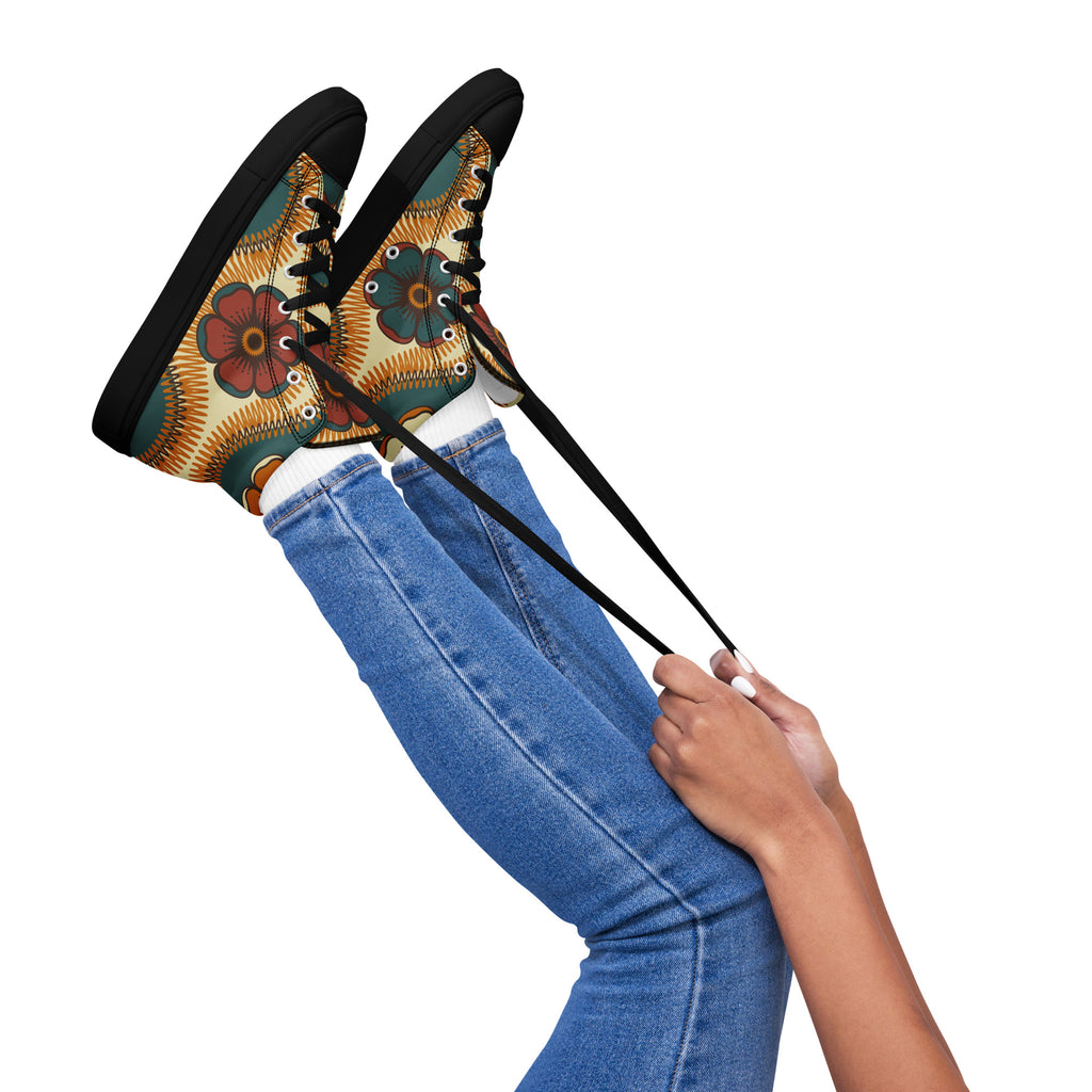 Vintage Floral Women’s high top canvas shoes Womens High Top Shoes Printed Offshore Retro