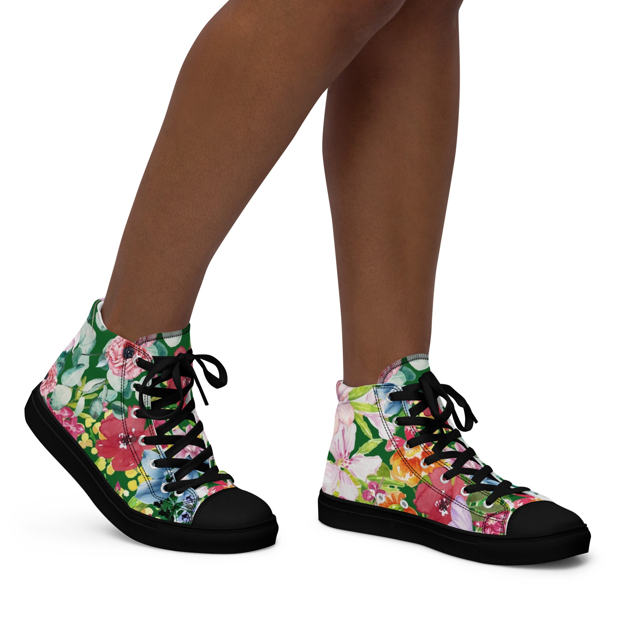 Bright Floral - Women’s high top canvas shoes Womens High Top Shoes Plants