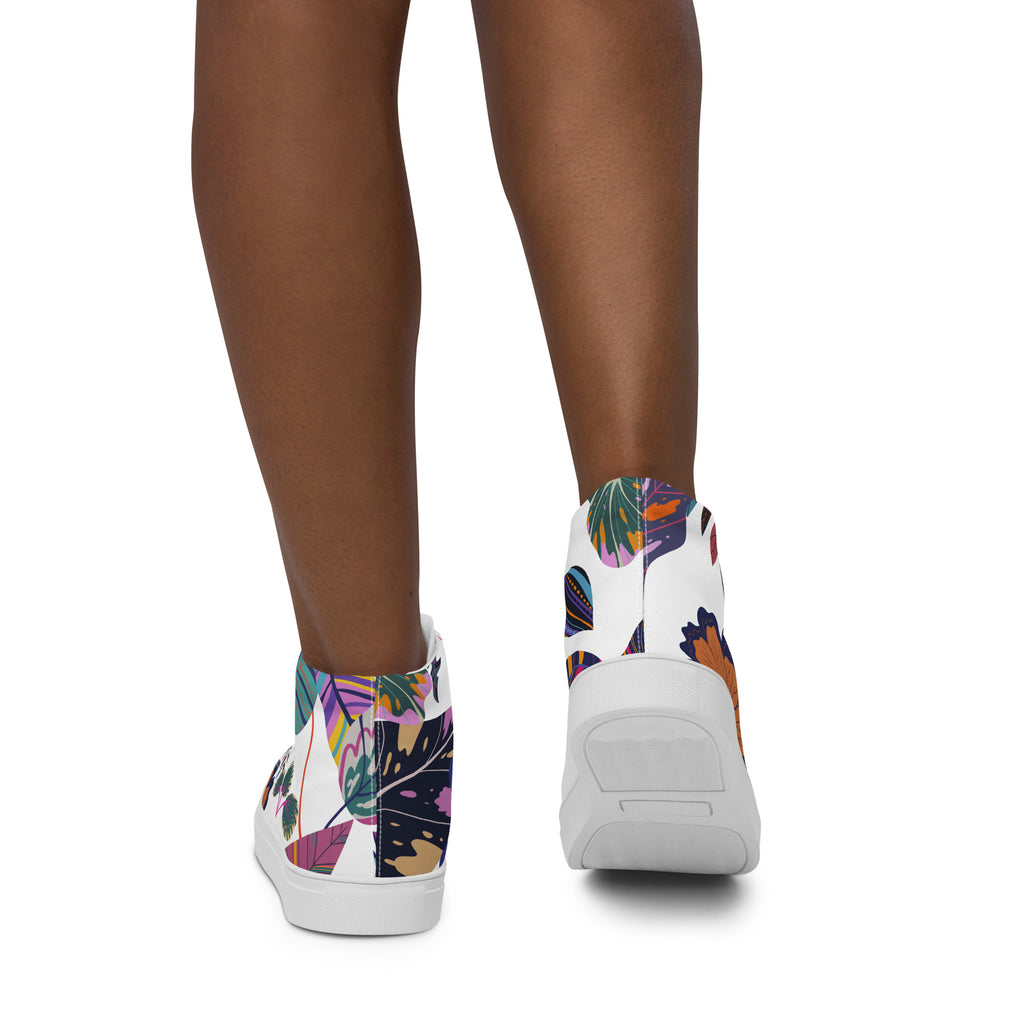 Vibrant Floral - Women’s high top canvas shoes Womens High Top Shoes Plants