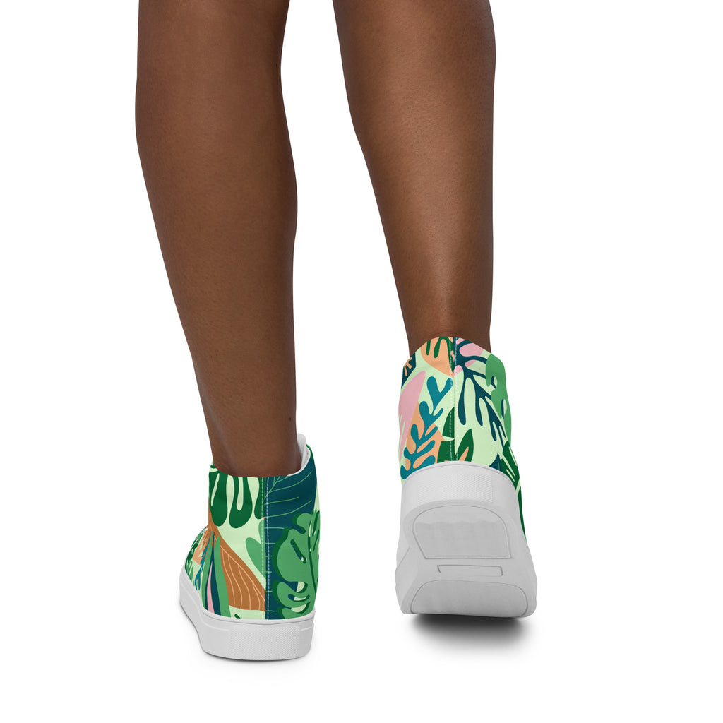 Tropical - Women’s high top canvas shoes Womens High Top Shoes Plants