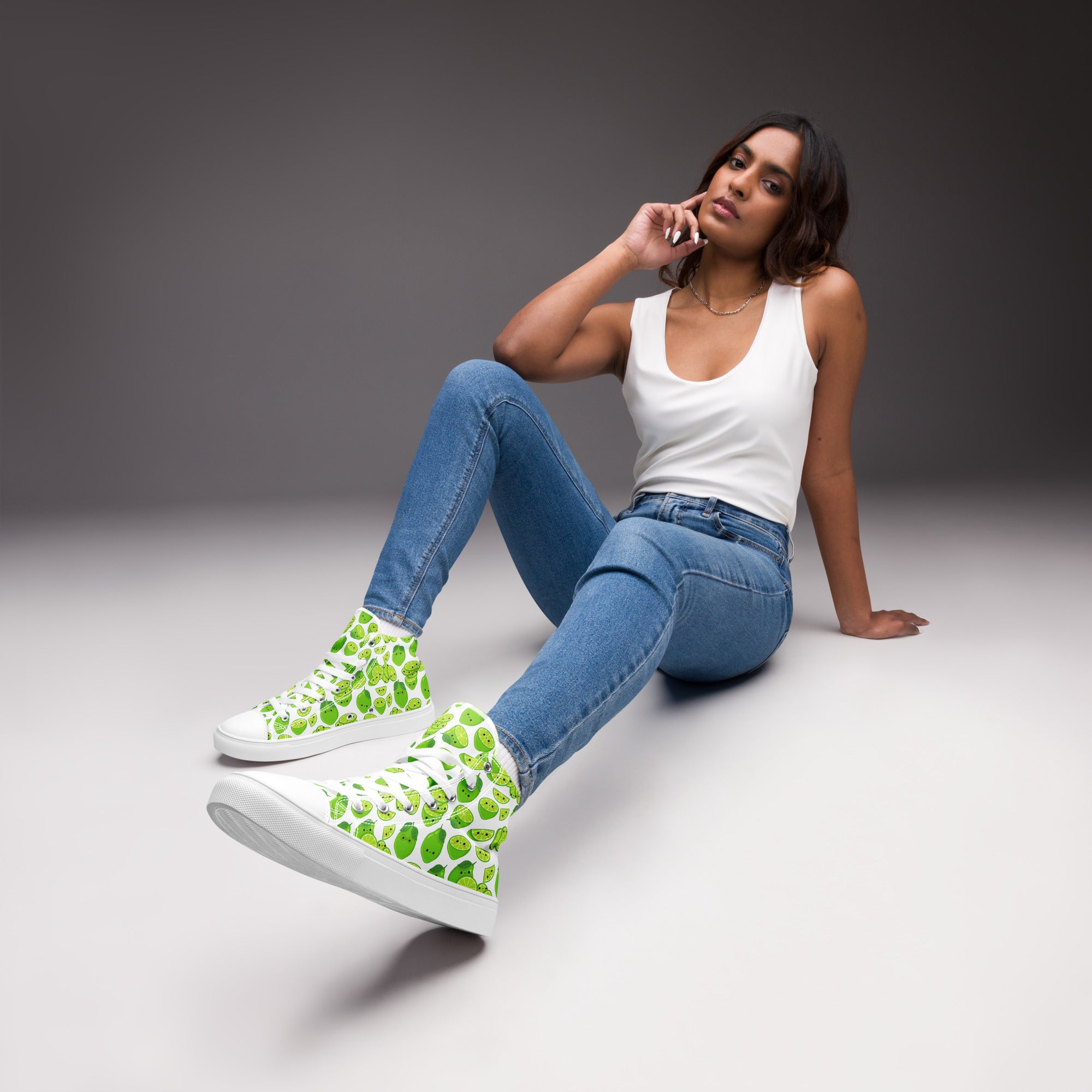 Cute Limes - Women’s high top canvas shoes Womens High Top Shoes food Printed Offshore