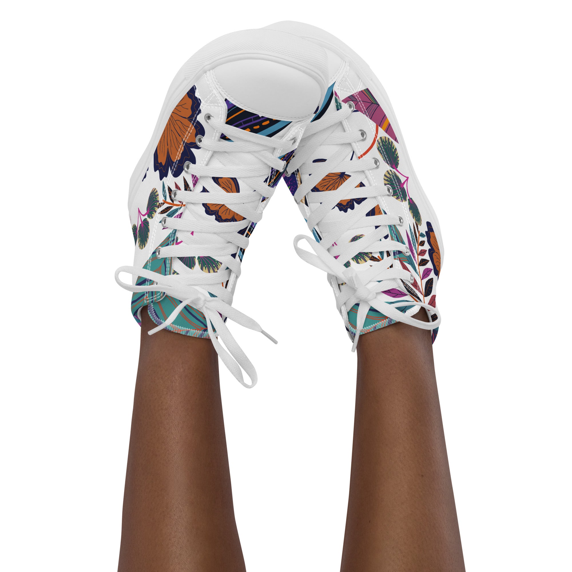 Vibrant Floral - Women’s high top canvas shoes Womens High Top Shoes Plants