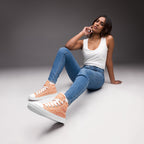 Orange Waves - Women’s high top canvas shoes Womens High Top Shoes