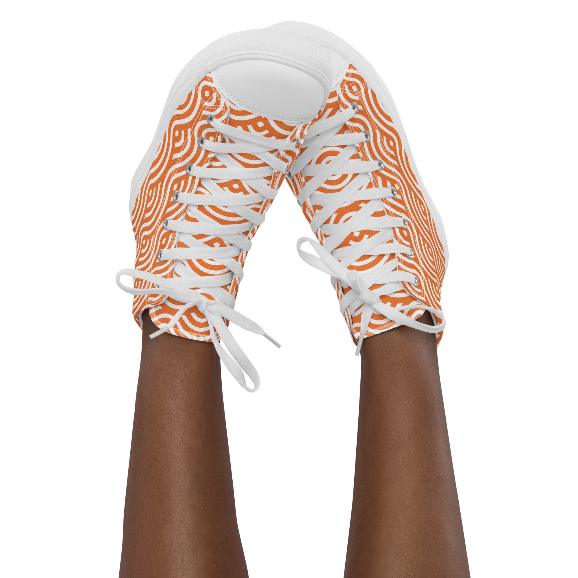 Orange Waves - Women’s high top canvas shoes Womens High Top Shoes