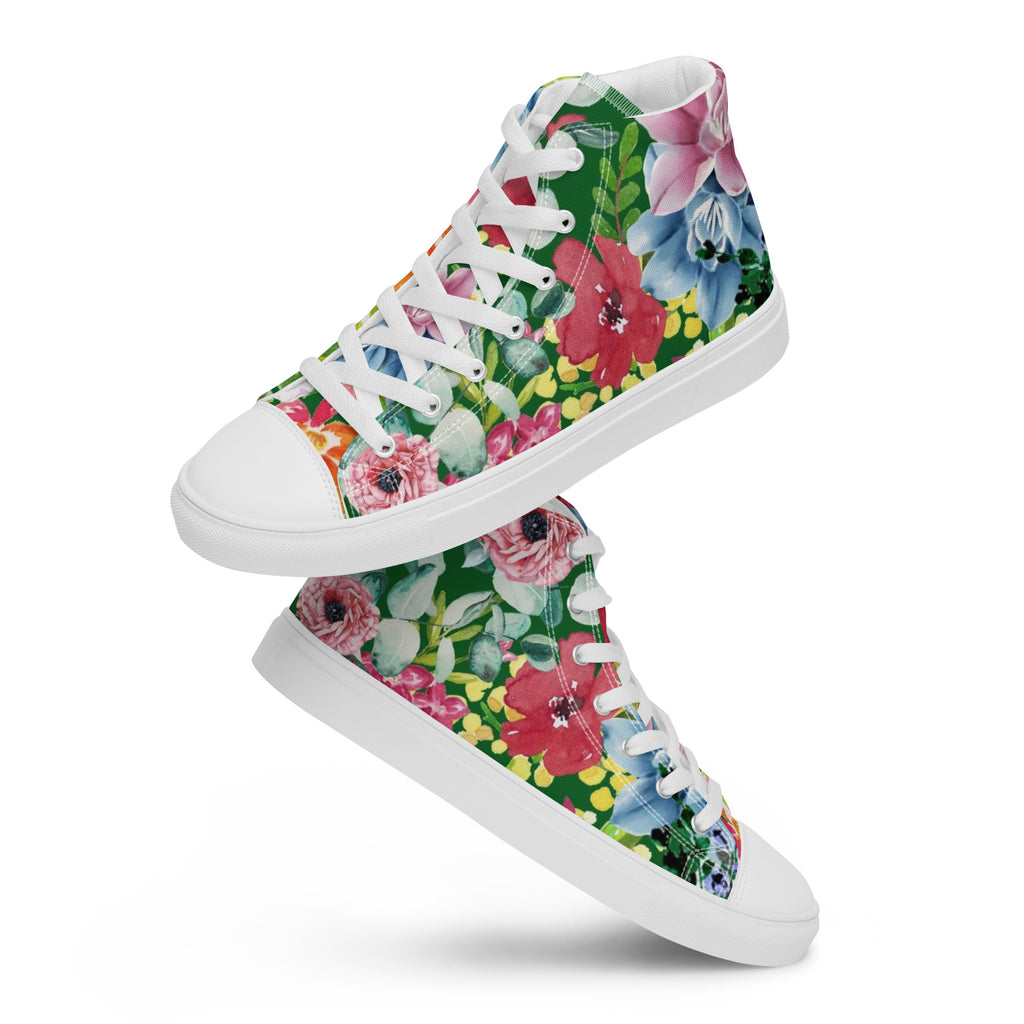 Bright Floral - Women’s high top canvas shoes Womens High Top Shoes Plants