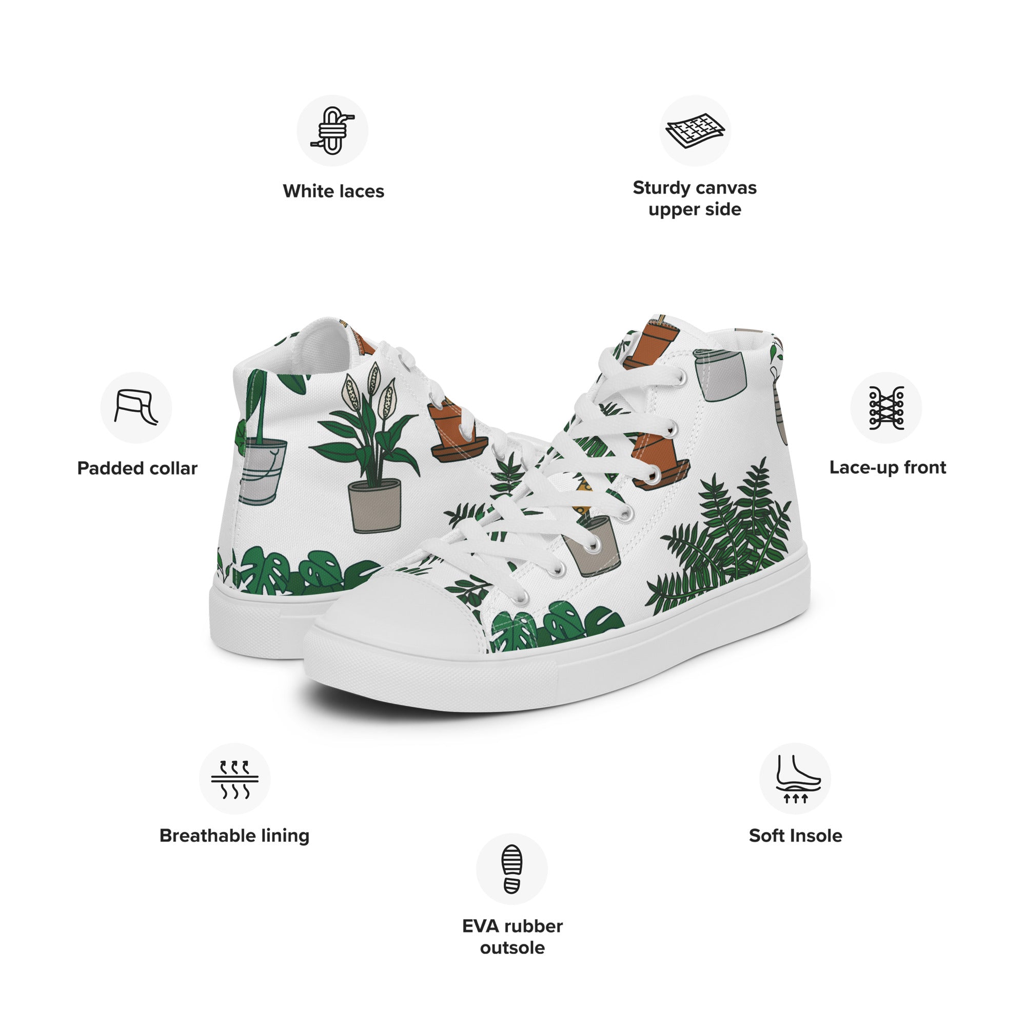 Plant Lover - Women’s high top canvas shoes Womens High Top Shoes Printed Offshore