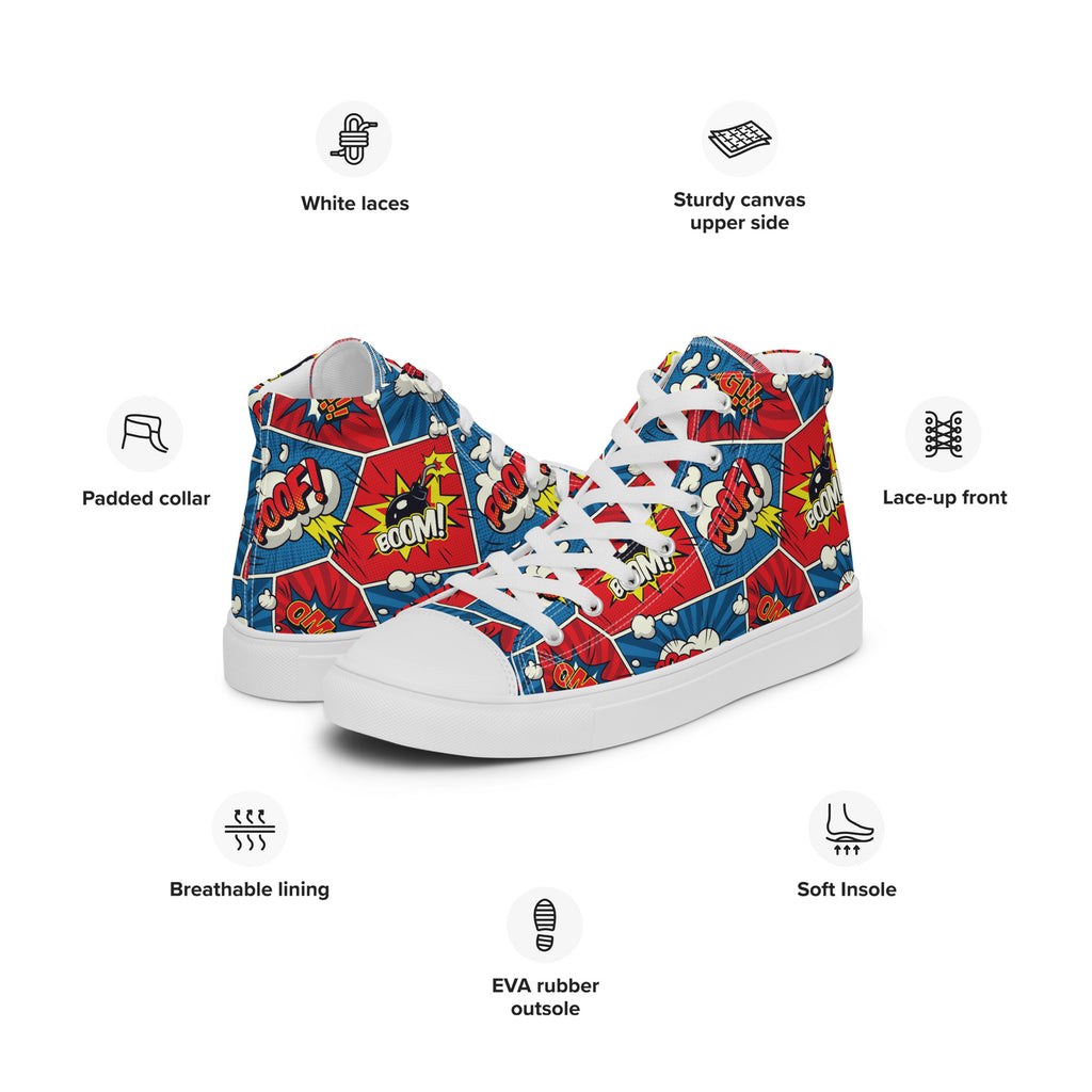 Comic Book - Women’s high top canvas shoes Womens High Top Shoes Printed Offshore