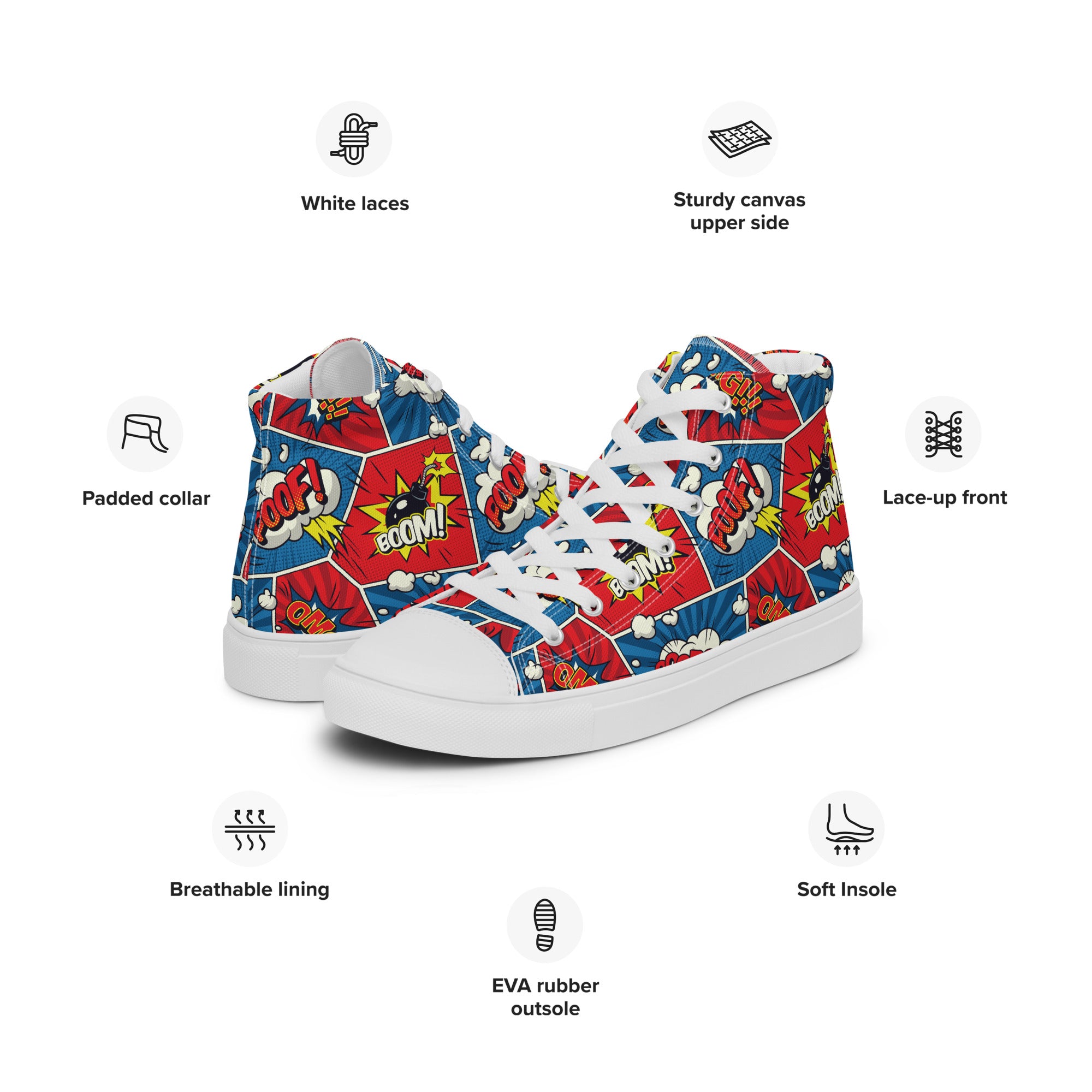 Comic Book - Women’s high top canvas shoes Womens High Top Shoes Printed Offshore