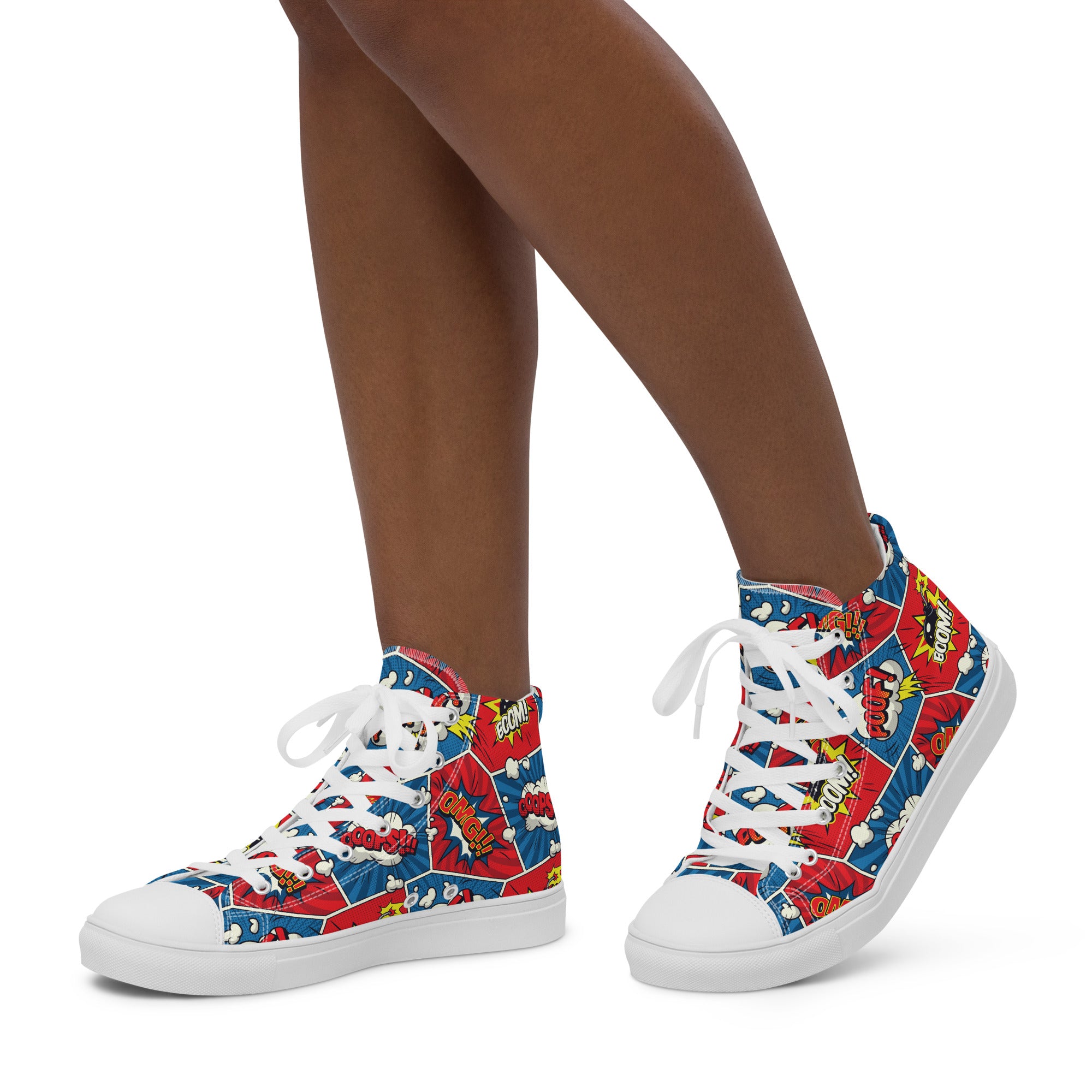 Comic Book - Women’s high top canvas shoes White Womens High Top Shoes Printed Offshore