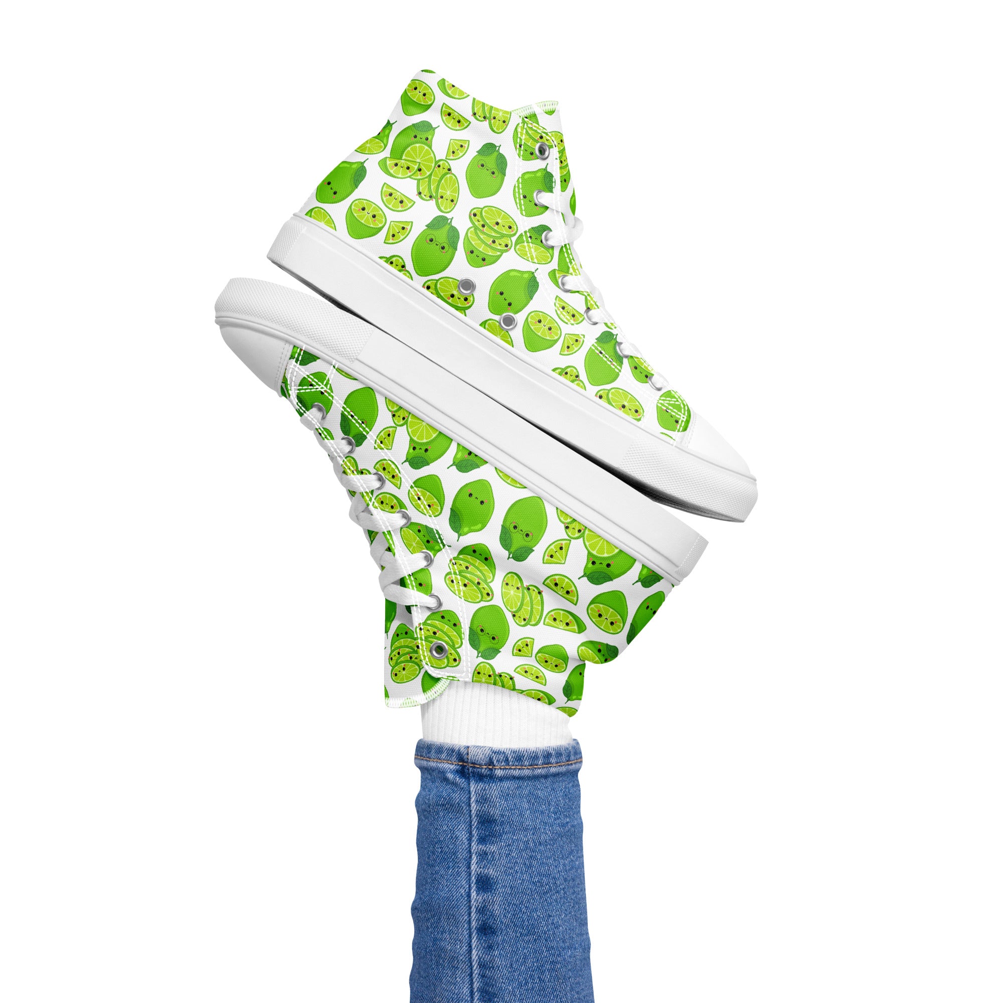 Cute Limes - Women’s high top canvas shoes White Womens High Top Shoes food Printed Offshore