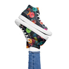 Retro Vinyl Records - Women’s high top canvas shoes White Womens High Top Shoes Music Printed Offshore Retro