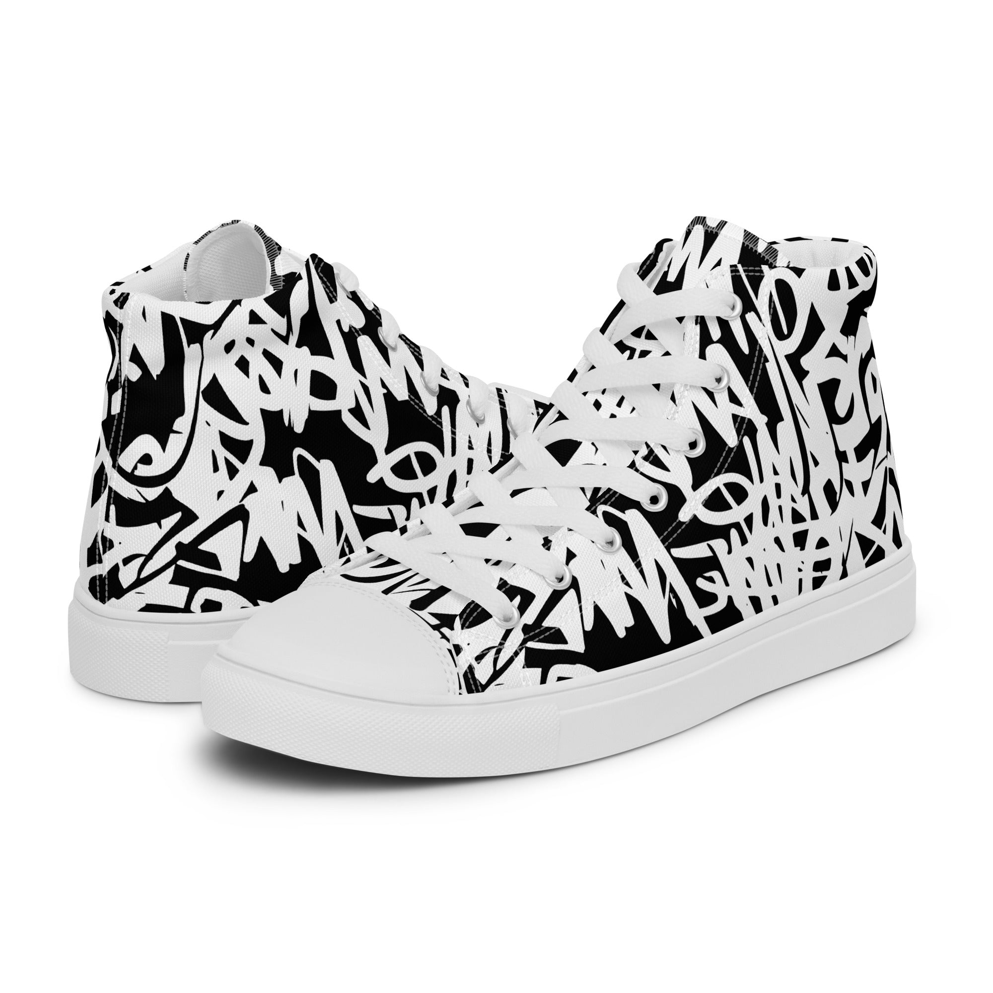 Graffiti - Women’s high top canvas shoes White Womens High Top Shoes