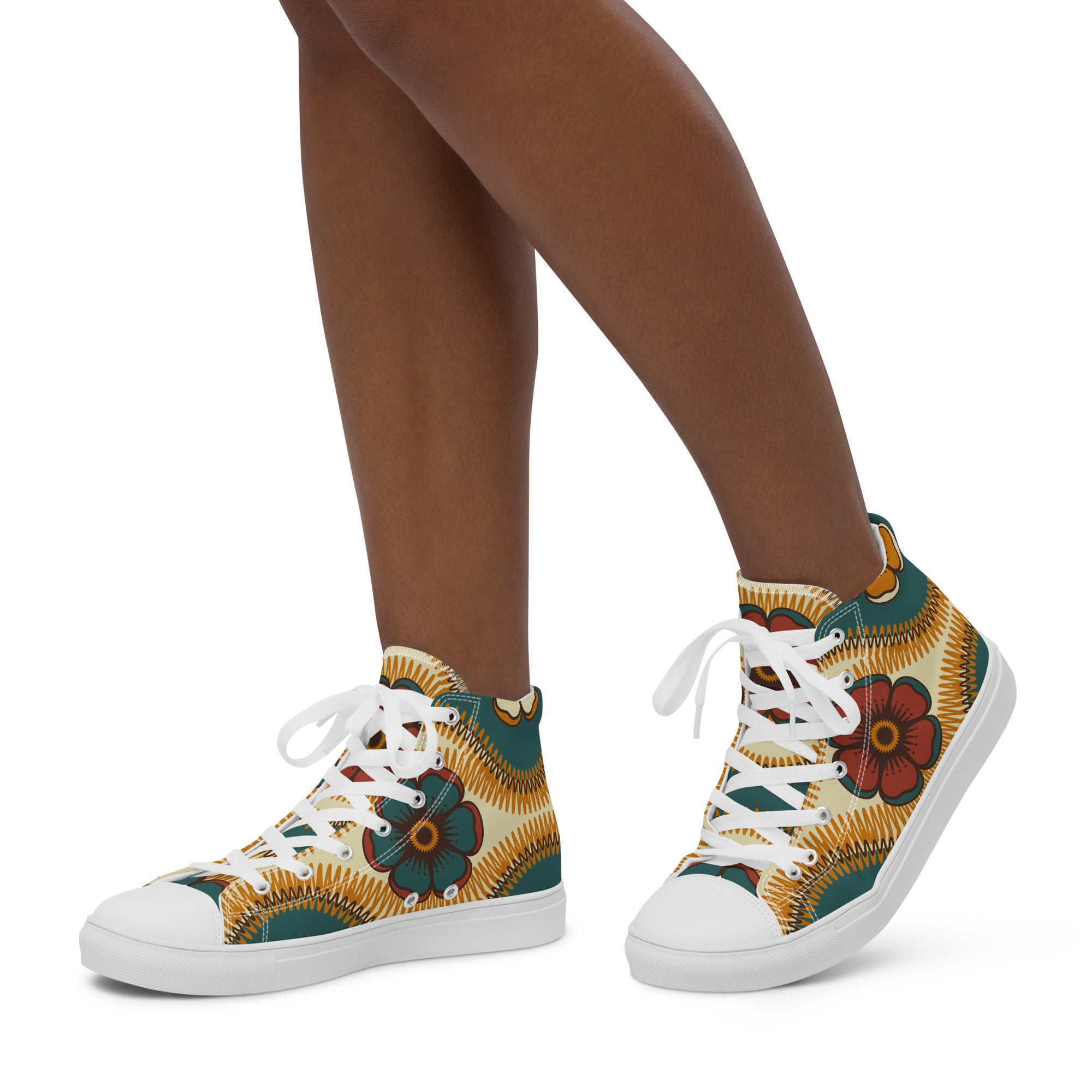 Vintage Floral - Women’s high top canvas shoes Womens High Top Shoes Retro