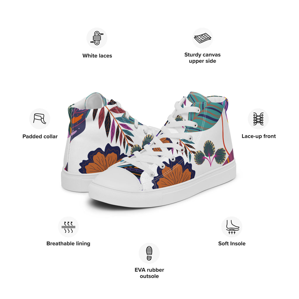 Vibrant Floral - Women’s high top canvas shoes Womens High Top Shoes Plants