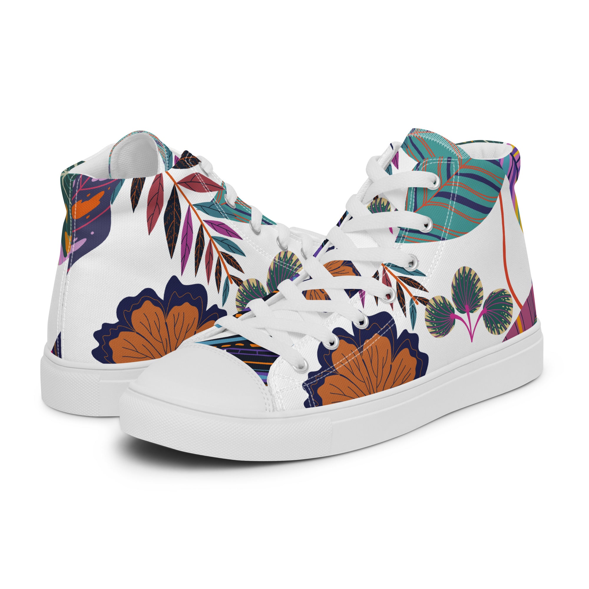 Vibrant Floral - Women’s high top canvas shoes Womens High Top Shoes Plants