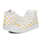 Yellow Diamonds - Women’s high top canvas shoes White Womens High Top Shoes