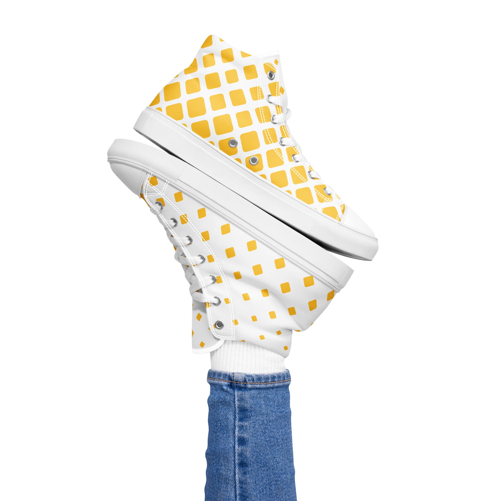 Yellow Diamonds - Women’s high top canvas shoes Womens High Top Shoes