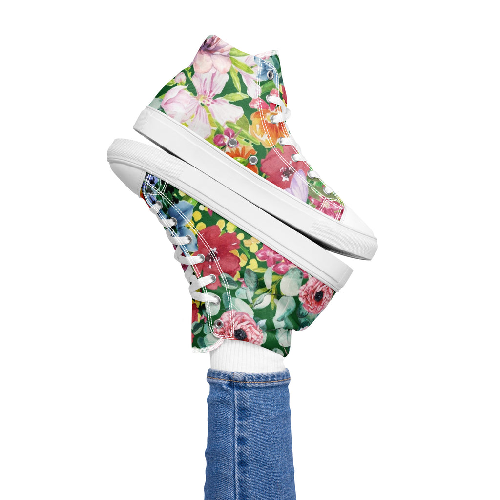 Bright Floral - Women’s high top canvas shoes Womens High Top Shoes Plants