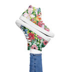 Bright Floral - Women’s high top canvas shoes Womens High Top Shoes Plants