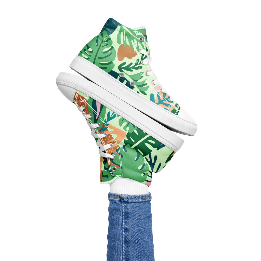 Tropical - Women’s high top canvas shoes Womens High Top Shoes Plants