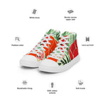 Red Floral - Women’s high top canvas shoes Womens High Top Shoes Plants