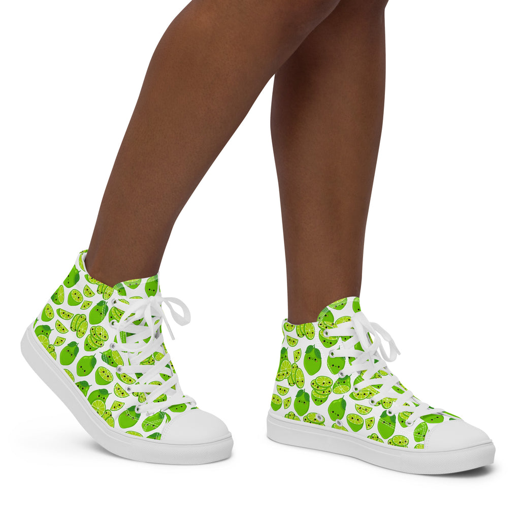 Cute Limes - Women’s high top canvas shoes Womens High Top Shoes food Printed Offshore