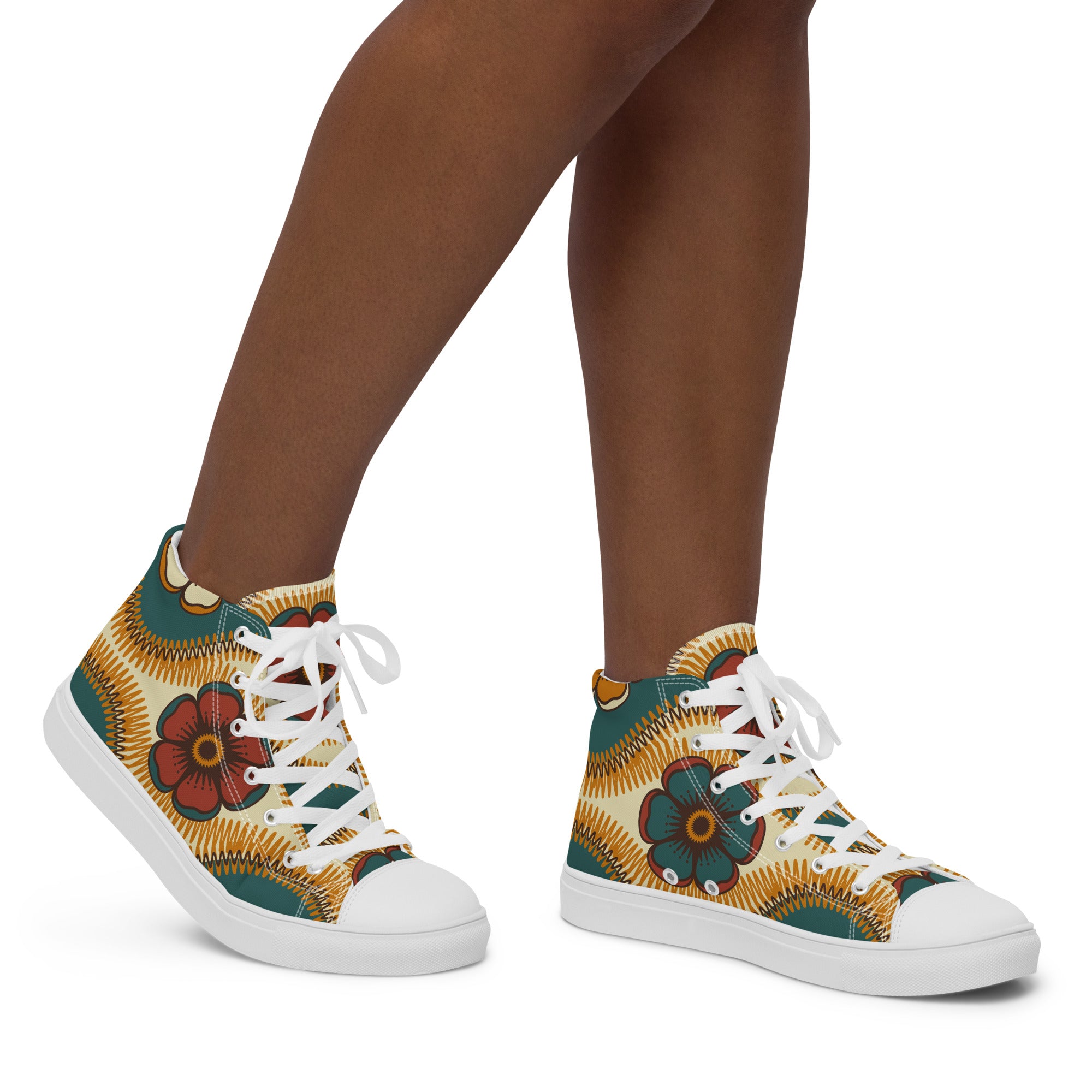 Vintage Floral - Women’s high top canvas shoes Womens High Top Shoes Retro